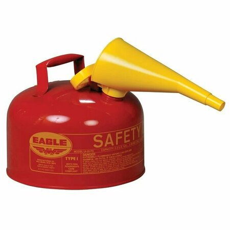 EAGLE Manufacturing Type 1 Gasoline Safety Can, Capacity: 2.5 Gal, Color: Red, Includes: Funnel UI25FS